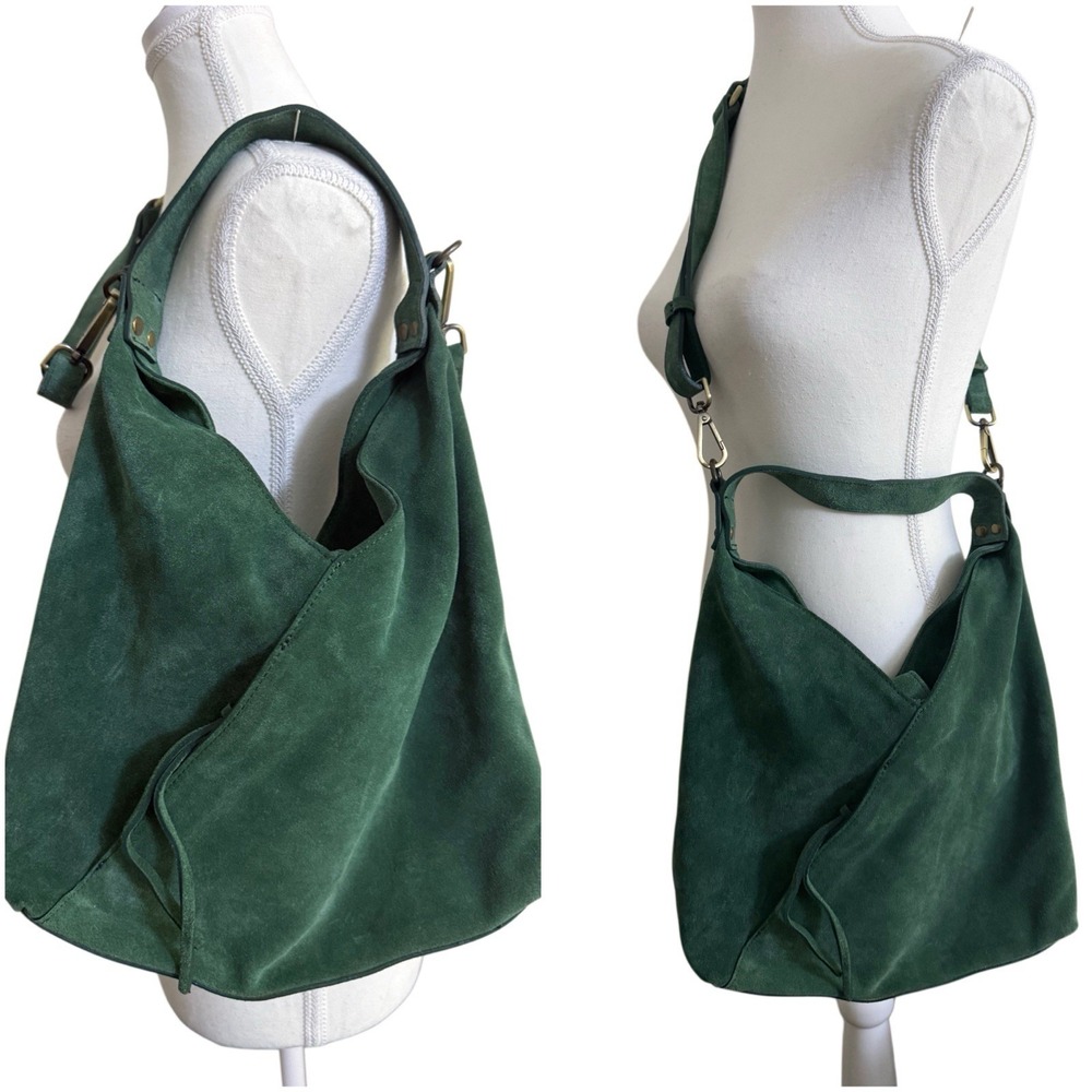 Sundance Origami Suede Hobo Bag Moss Green Made Italy Crossbody Boho Western